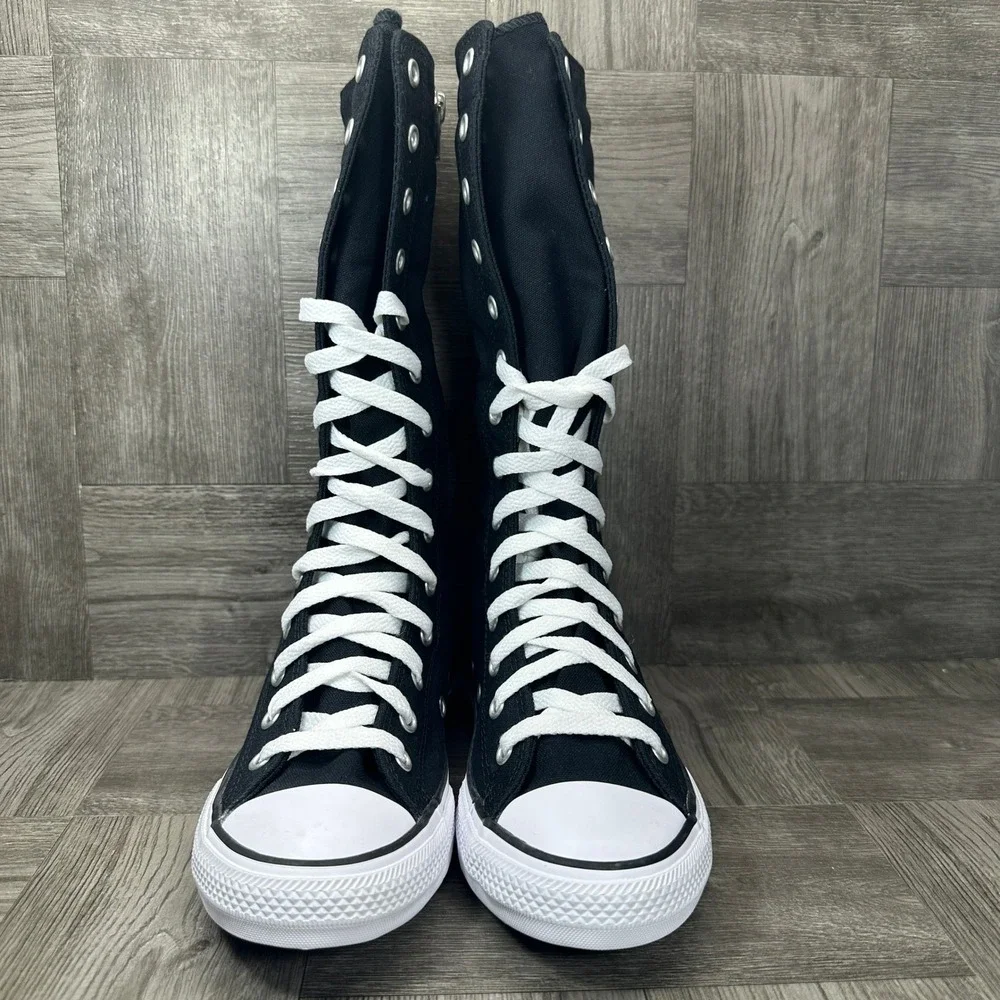 Converse XX-Hi Sneakers Kids 1 Black Canvas Knee High Punk NEW